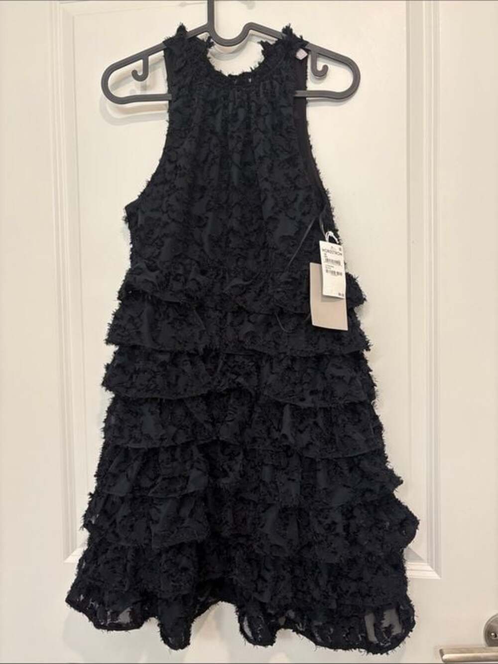 Chelsea28 Black XS Ruffled Romantic Coquette Tier Dress for Women